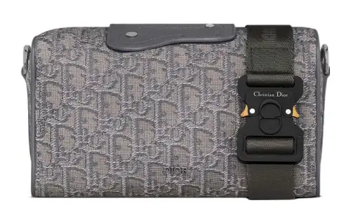 DIOR Lingot Oblique Embroidery Monogram All Over Print Handbag, Shoulder Bag, Crossbody Bag Men's Metal Gray