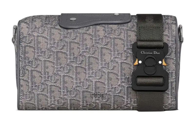 DIOR Lingot Oblique Embroidery Monogram All Over Print Handbag, Shoulder Bag, Crossbody Bag Men's Metal Gray