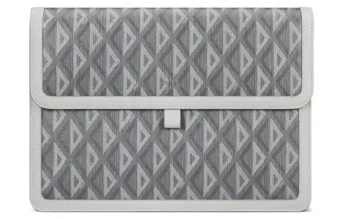 DIOR Hit The Road Canvas With Smooth Cow Leather Clutch Men's Dior Gray