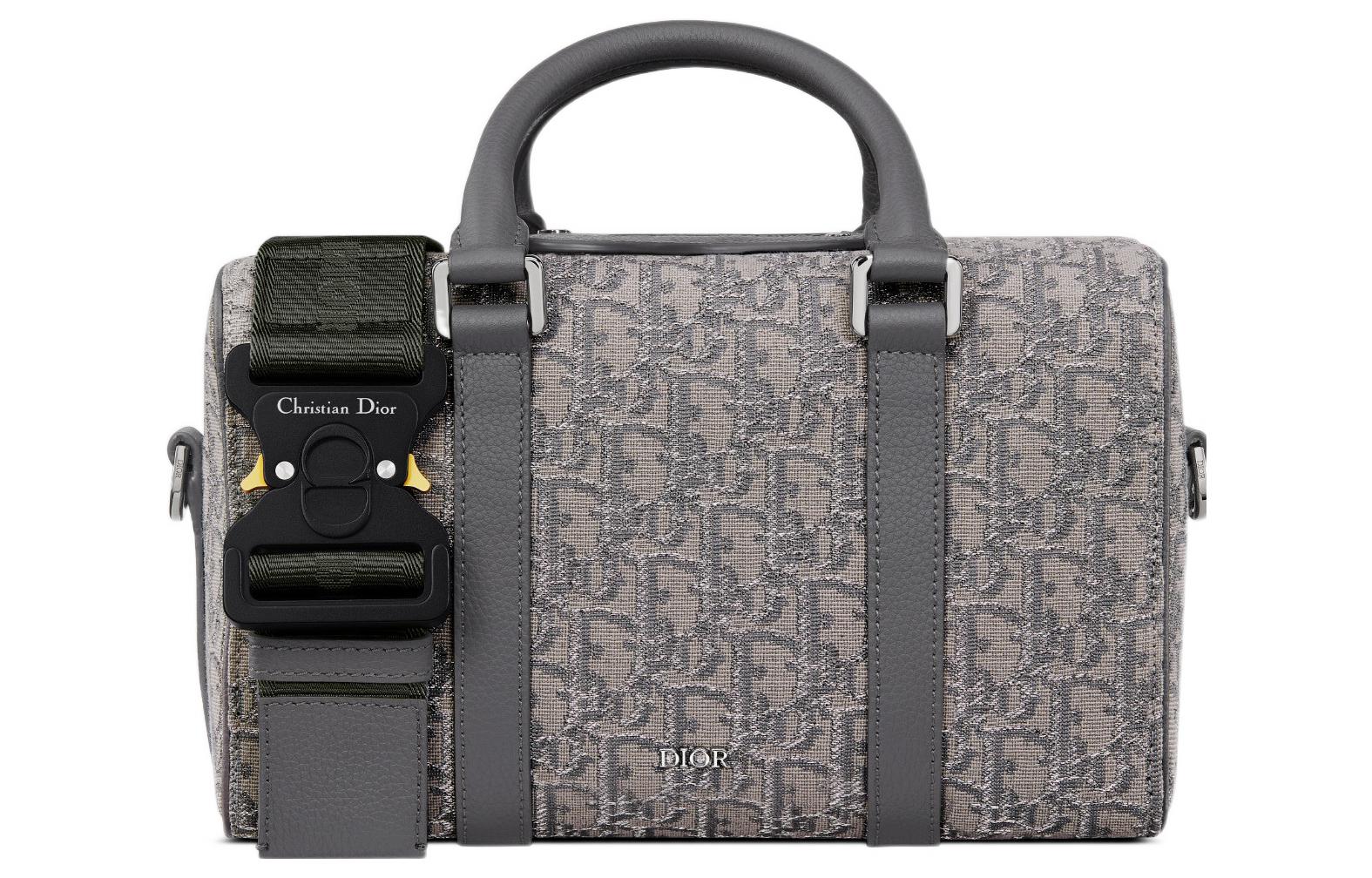 DIOR Lingot Monogram All Over Print With Grain Cow Leather Shoulder Bag, Crossbody Bag, Handbag Men's Dark Gray