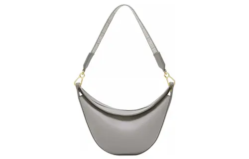 LOEWE Luna Detachable Strap Satin Cow Leather With Jacquard Fabric Handbag, Shoulder Bag Women's Pearlescent Gray