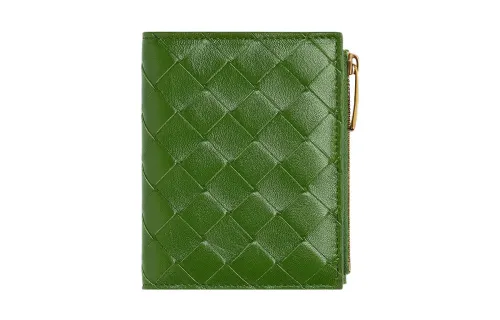 Bottega Veneta Sheepskin With Cow Leather Wallet Small Women's Avocado Green