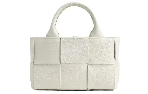 Bottega Veneta Candy Arco Tote Bag Micro Intreccio White