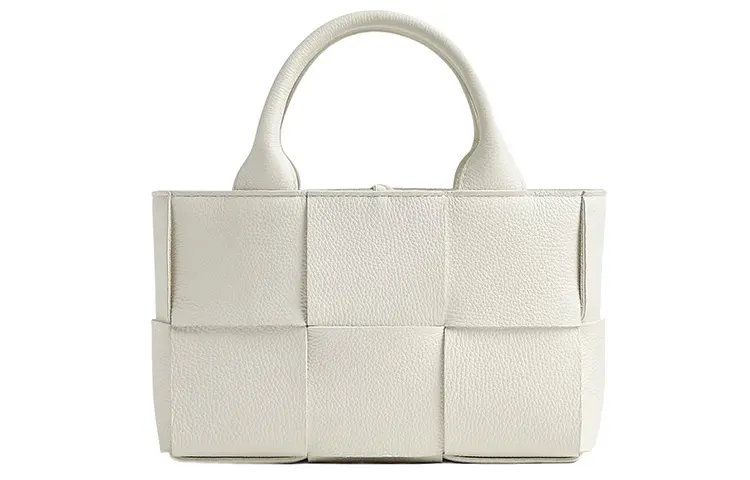 Bottega Veneta Candy Arco Tote Bag Micro Intreccio White