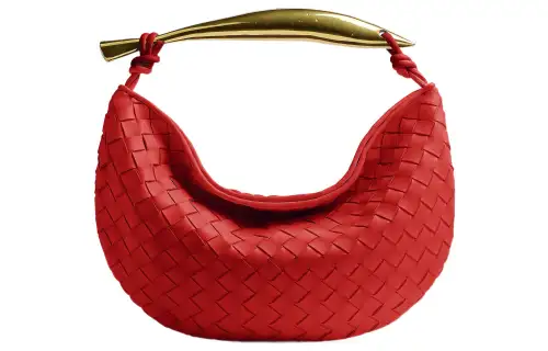 Bottega Veneta Lambskin Handbag Small Women's Red