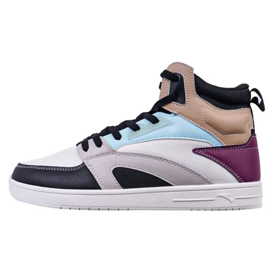 ANTA Street Play Series Skateboard Shoes Men High-Top Ivory White Black/Dusty Grey/Purple/Brown/Blue