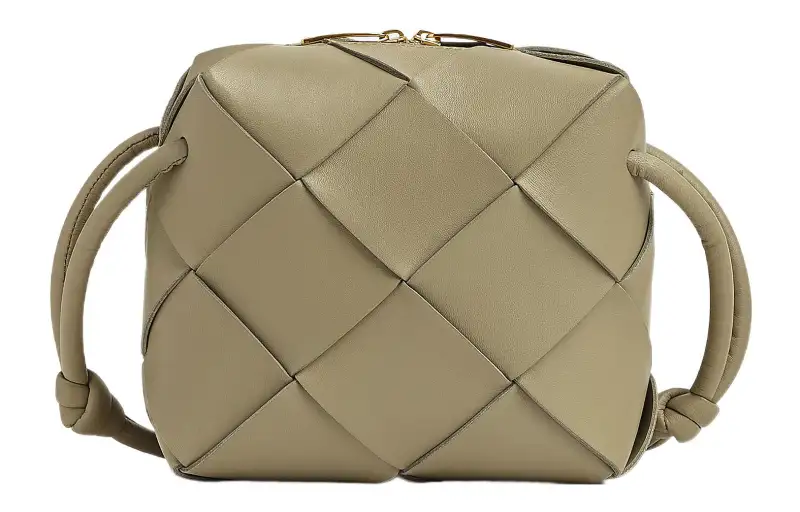 Bottega Veneta Cassette Camera Bag Mini Intreccio Taupe
