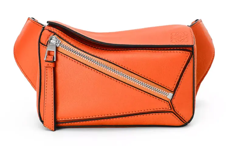 LOEWE Puzzle Cow Leather Fanny Pack Mini Women's Orange