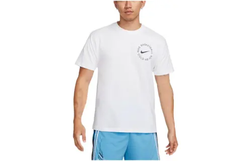 Nike T Shirts Men's White Crew Neck Moderate Straight Fit