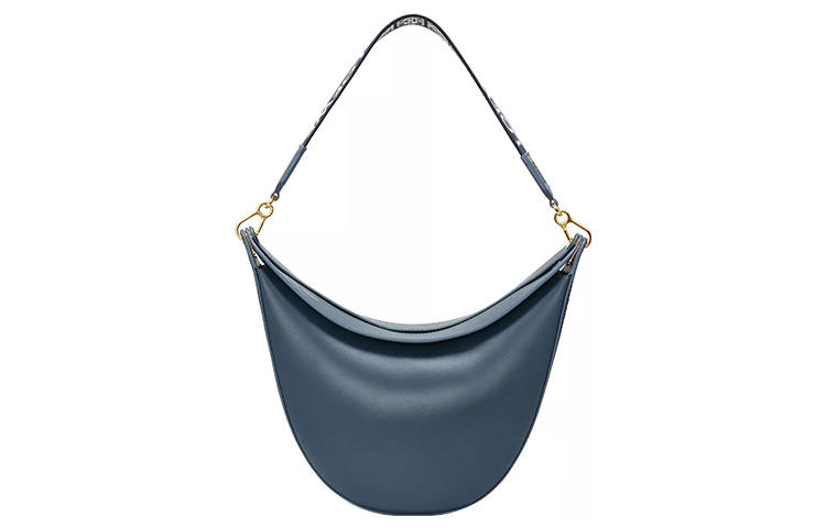 LOEWE Luna Satin Cow Leather With Jacquard Fabric Handbag, Shoulder Bag Women's Agate Blue