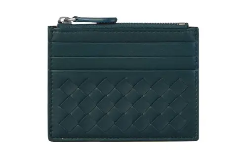 Bottega Veneta Sheepskin Coin Purse, Card Holder Men's Blue Green