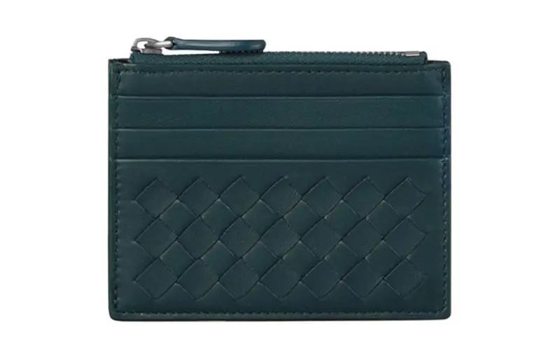 Bottega Veneta Sheepskin Coin Purse, Card Holder Men's Blue Green