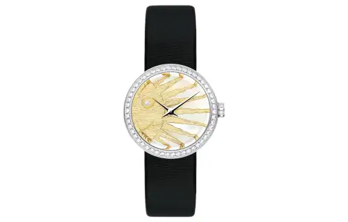 DIOR Wrist Watches Quartz Movement Satin Strap Gray Dial Women's 30m Water Resistant