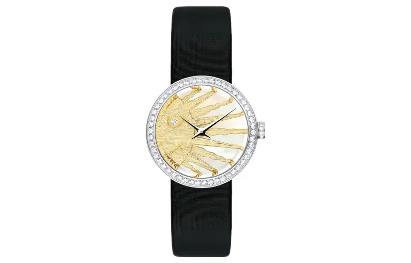 DIOR Wrist Watches Quartz Movement Satin Strap Gray Dial Women's 30m Water Resistant
