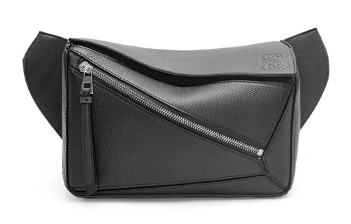 LOEWE Puzzle Diamond Textured Cow Leather Fanny Pack Small Men's Black