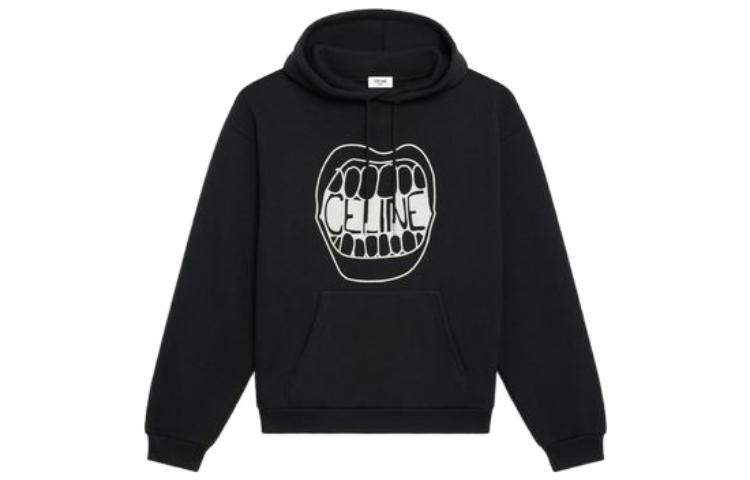 CELINE Sweatshirts Men's Black Hooded Moderate Regular