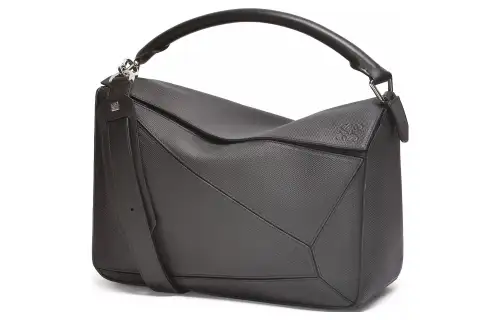 LOEWE Puzzle Textured Cow Leather Portable Crossbody Bag, Shoulder Bag Large Men's Black