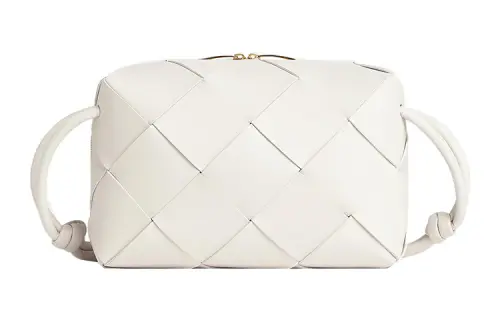 Bottega Veneta CASSETTE Sheepskin Camera Bag, Shoulder Bag, Crossbody Bag Small Women's White
