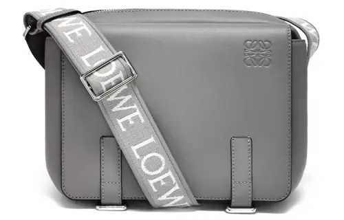 LOEWE Soft Smooth Cow Leather Messenger Bag, Crossbody Bag, Shoulder Bag Men's Asphalt Gray