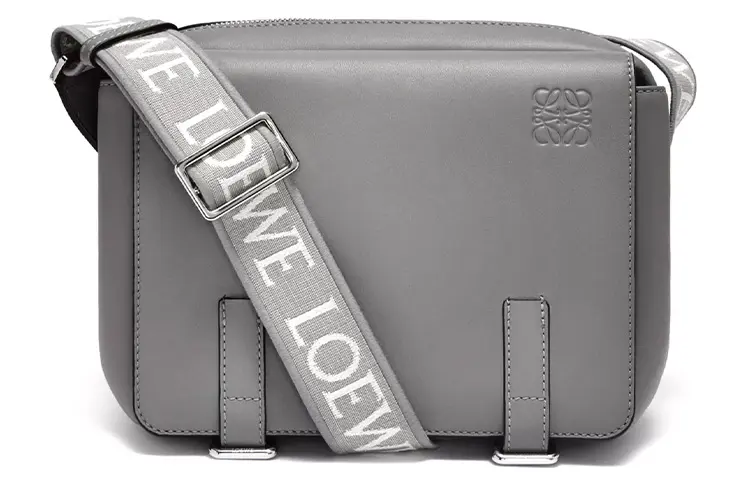 LOEWE Soft Smooth Cow Leather Messenger Bag, Crossbody Bag, Shoulder Bag Men's Asphalt Gray