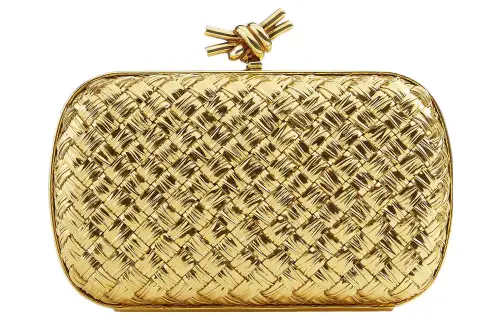 Bottega Veneta Knot Minaudiere Pressed Intreccio Gold