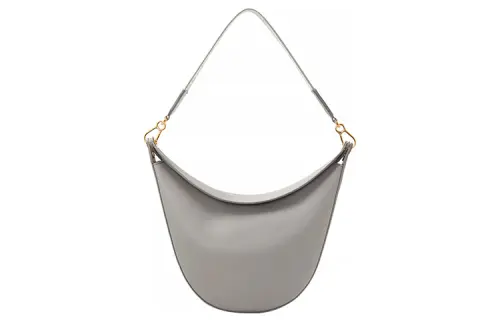 LOEWE Luna Satin Cow Leather With Jacquard Fabric Handbag, Shoulder Bag Women's Pearlescent Gray