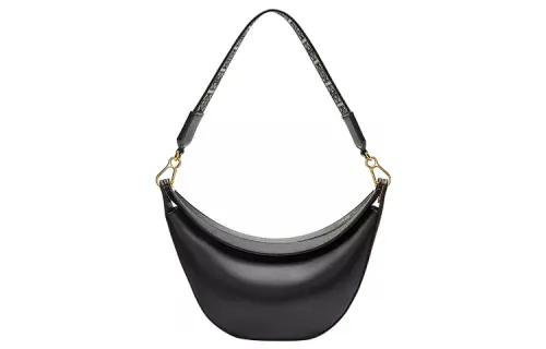 LOEWE Luna Detachable Strap Satin Cow Leather With Jacquard Fabric Handbag, Shoulder Bag Women's Black
