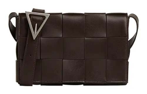 Bottega Veneta CASSETTE Pillow Bag Calfskin Crossbody Bags Medium Men's Dark Brown