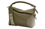 LOEWE Puzzle Satin Cow Leather Shoulder Bag, Crossbody Bag, Handbag Small Women's Tea Green