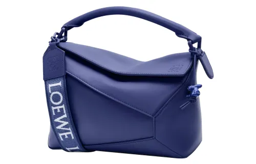 LOEWE Puzzle Edge Bag In Satin Calfskin Small Deep Purple Glaze