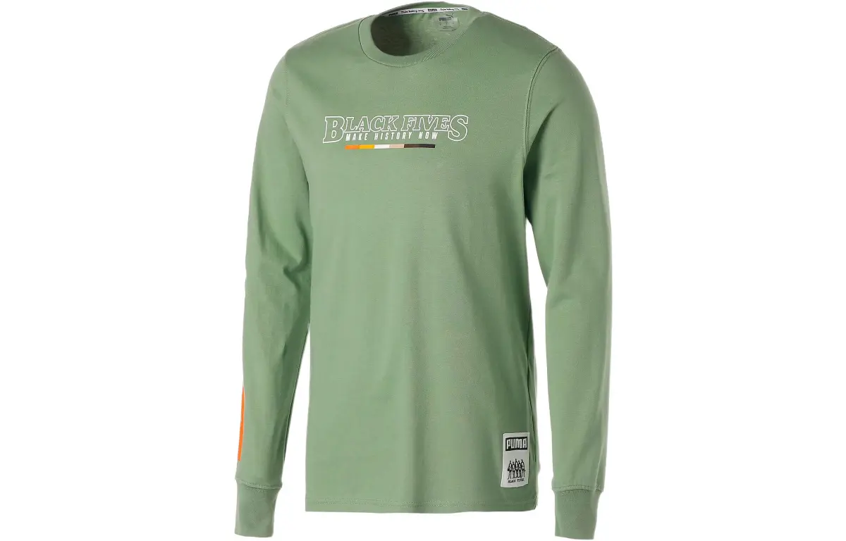 PUMA X Black Fives Basketball T-Shirts Men's Green Crew Neck Moderate