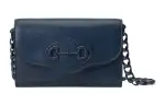 GUCCI Horsebit 1955 Leather Crossbody Bag, Shoulder Bag Women's Blue