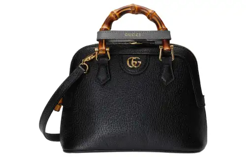 GUCCI Diana Leather Tote Bag, Shopping Bag, Shoulder Bag, Crossbody Bag, Handbag Mini Women's Black