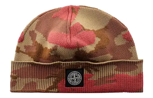 Stone Island camouflage-print knitted beanie