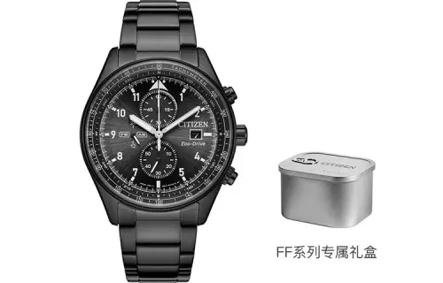CITIZEN FF Sports Light Powered Quartz Movement Stainless Steel Strap Watch Unisex Black Dial