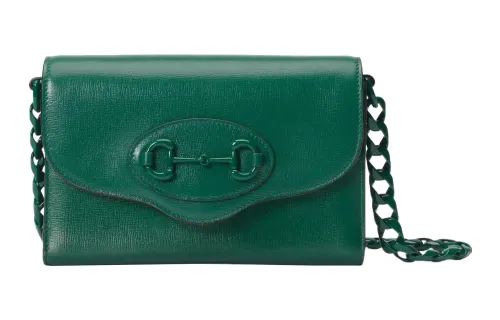 GUCCI Horsebit 1955 Leather Crossbody Bag, Shoulder Bag Women's Green