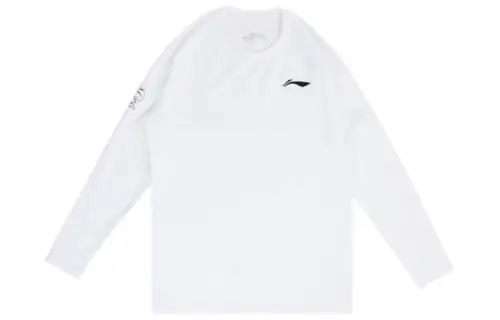 Li Ning T Shirts Men's White Crew Neck Thickened And Fleece Lined Straight Fit