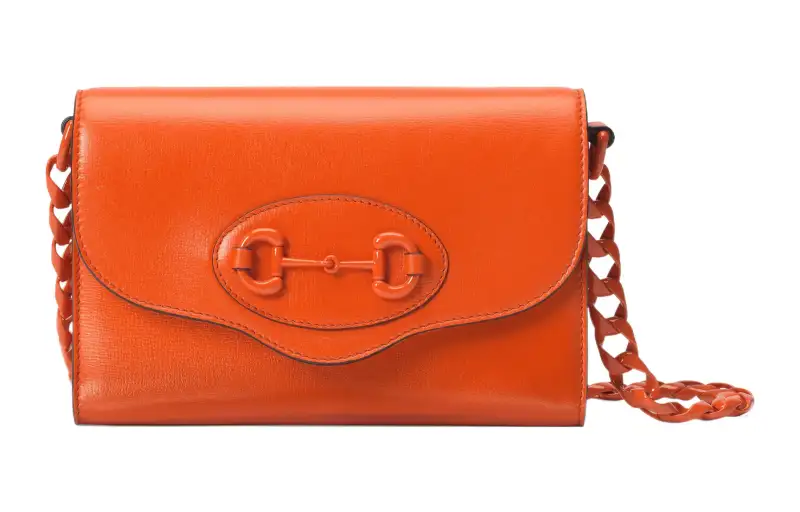 GUCCI Horsebit 1955 Leather Handheld Crossbody Bag, Shoulder Bag Women's Orange