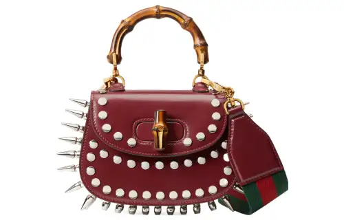 GUCCI Bamboo 1947 Leather Bamboo Bag Handbag, Shoulder Bag Mini Women's Burgundy