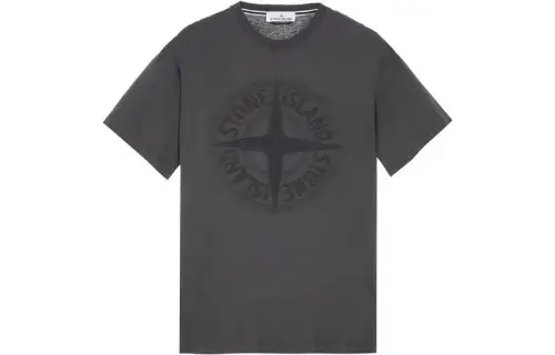STONE ISLAND T Shirts Men's Charcoal Gray Crew Neck Moderate Straight Fit