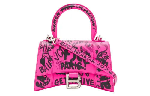 Balenciaga Hourglass Cow Leather Hourglass Bag, Handbag, Shoulder Bag, Crossbody Bag Extra Small Women's Pink