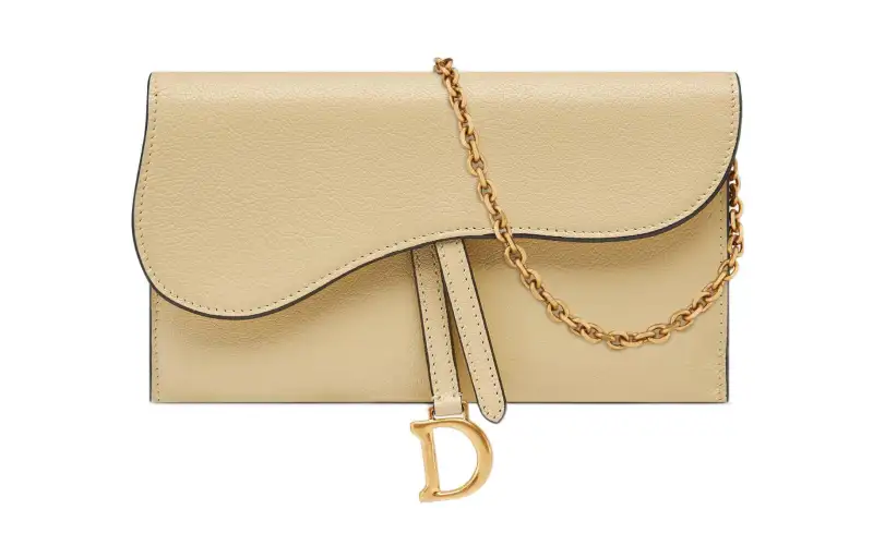 DIOR Saddle Sheepskin Saddle Bag, Shoulder Bag, Crossbody Bag Wallet Women's Light Yellow/Light Yellow