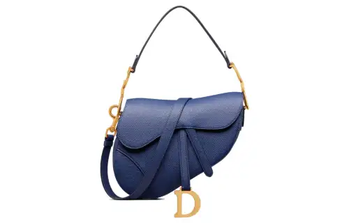 DIOR Saddle Grained Calfskin Saddle Bag, Shoulder Bag, Crossbody Bag, Handbag Women's Royal Blue