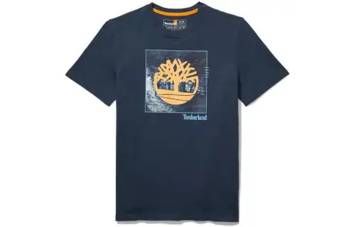 Timberland T Shirts Men's Blue Crew Neck Moderate Straight Fit