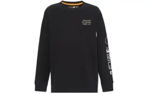 Timberland T Shirts Men's Black Crew Neck Moderate Straight Fit