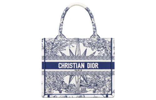 DIOR BookTote Embroidery Tote Bag, Shopping Bag, Handbag Small Women's Blue/White
