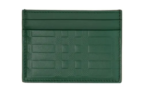 Burberry Calfskin Card Holder Men's Dark Green