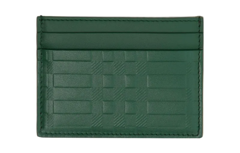 Burberry Calfskin Card Holder Men's Dark Green