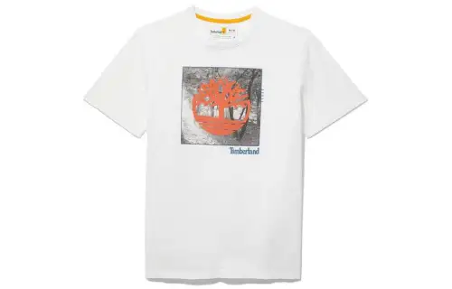 Timberland T Shirts Men's White Crew Neck Moderate Straight Fit