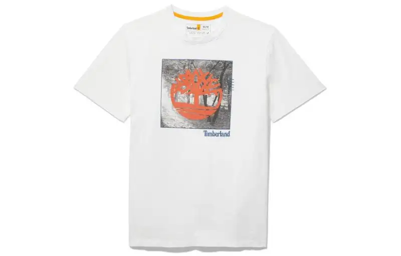 Timberland T Shirts Men's White Crew Neck Moderate Straight Fit